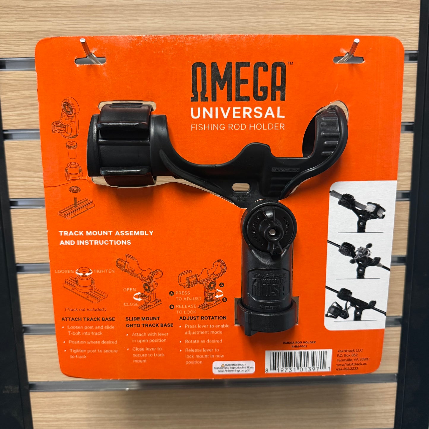 YakAttack Omega Rod Holder with LockNLoad Track Mounting Base