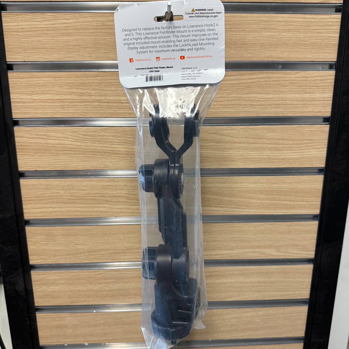YakAttack Fish Finder Mount W/ LockNLoad Mounting System, Lowrance Hook2 4 and 5, 4" ext