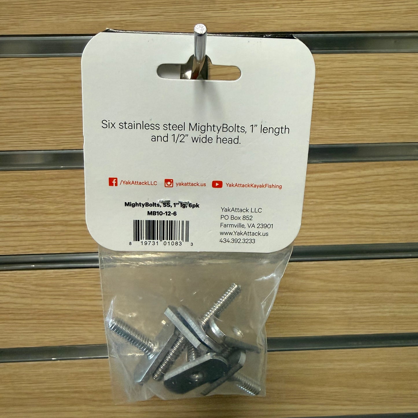 YakAttack MightyBolt, 1" lg - 1/2 wide, 6 pack
